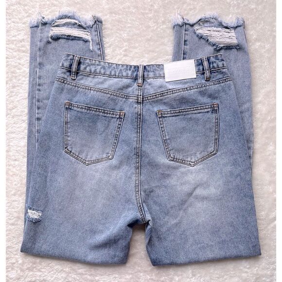 NWOT Missguided Petite Wrath Straight Leg Jeans with Rips in Light Wash Blue, 8S - Picture 14 of 16